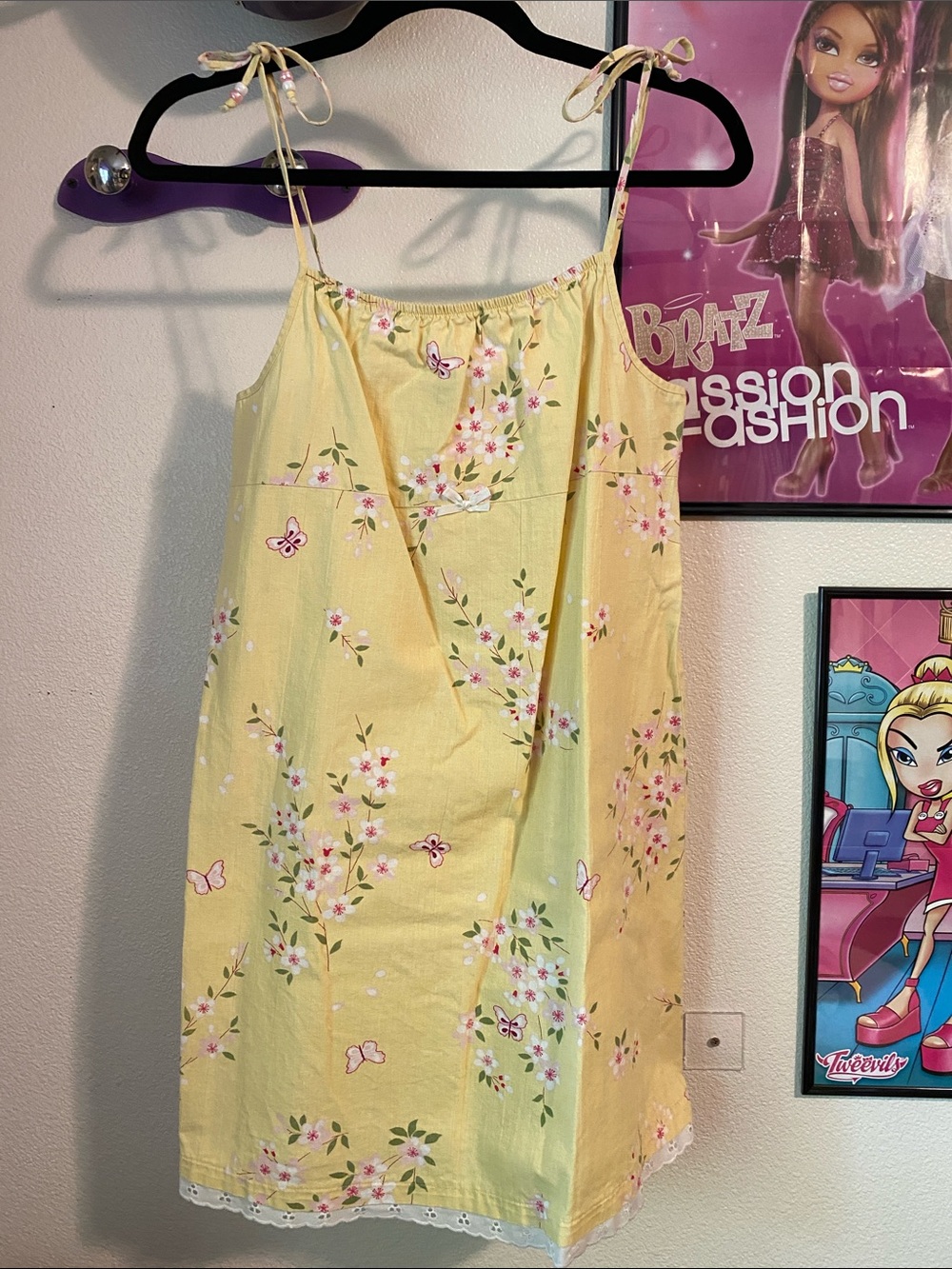 Yellow Floral Tie‑Strap Mini Dress
